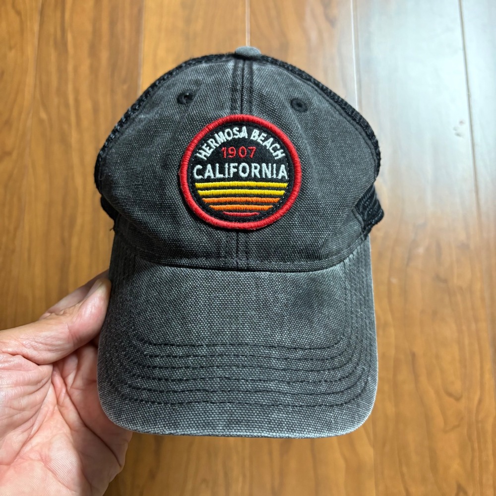 Legacy Hermosa Beach California 1907 Trucker Hat Snapback Faded Black Mesh Cap